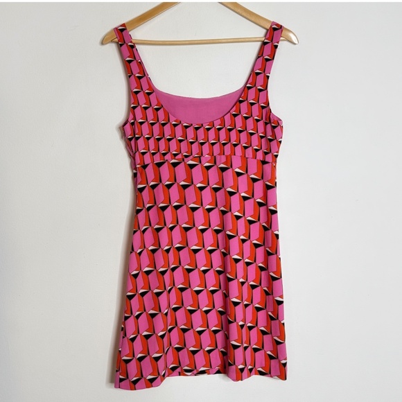 Diane Von Furstenberg X Target Dress Mini Retro Geo Print Pink Orange Black Sz 6 - Picture 5 of 15